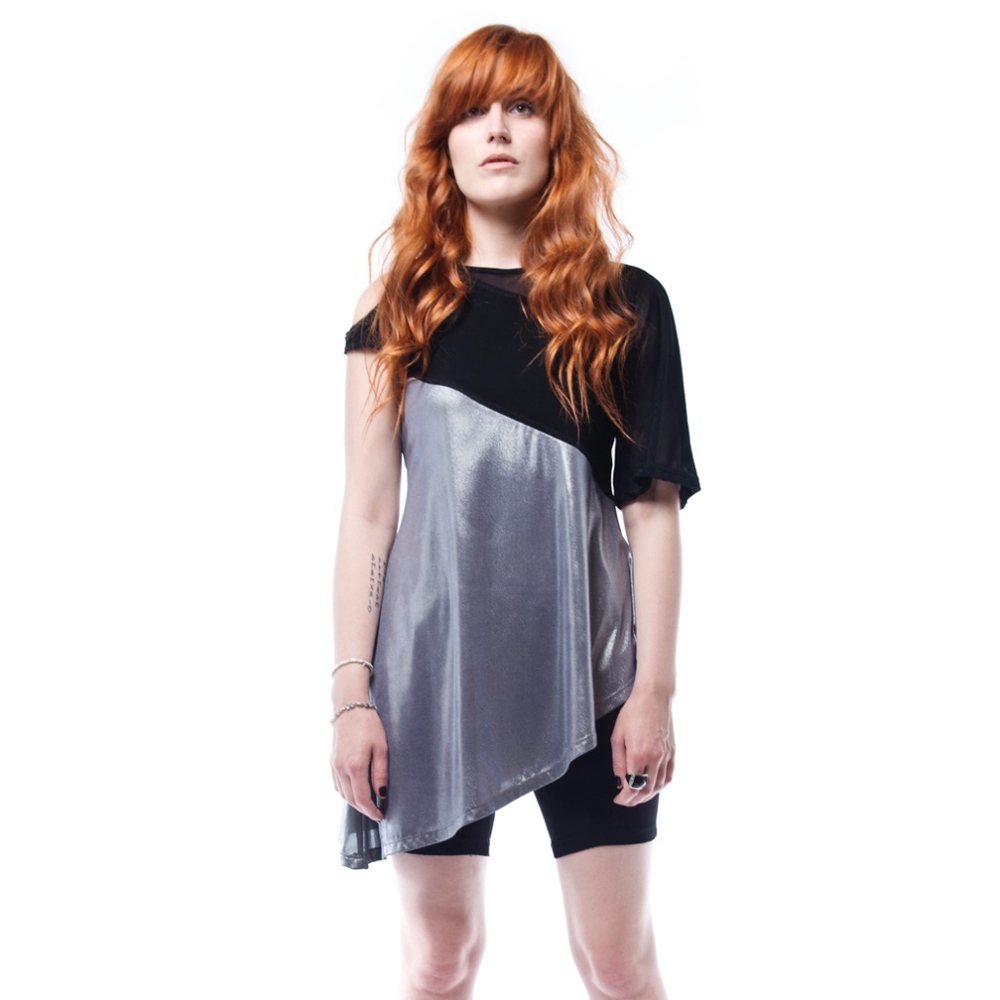 Metallic jersey tunic